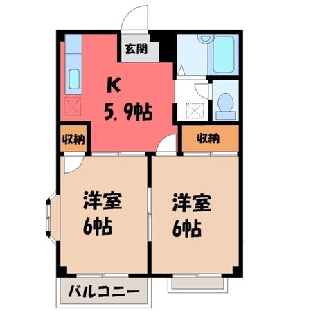 宇都宮駅 バス10分  竹林西下車：停歩5分 2階の物件間取画像